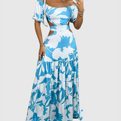 Isla | Off-Shoulder Orange Blossom Maxi Dress