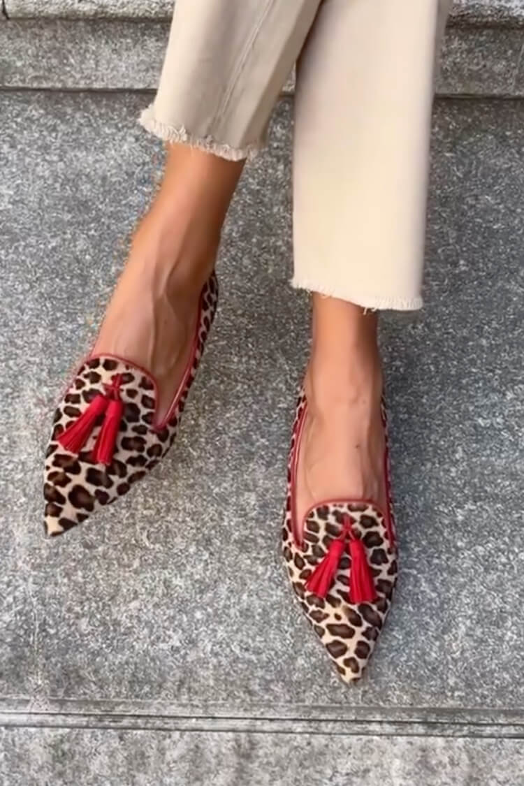 Savina | Pointed Loafers with Fringe Detail