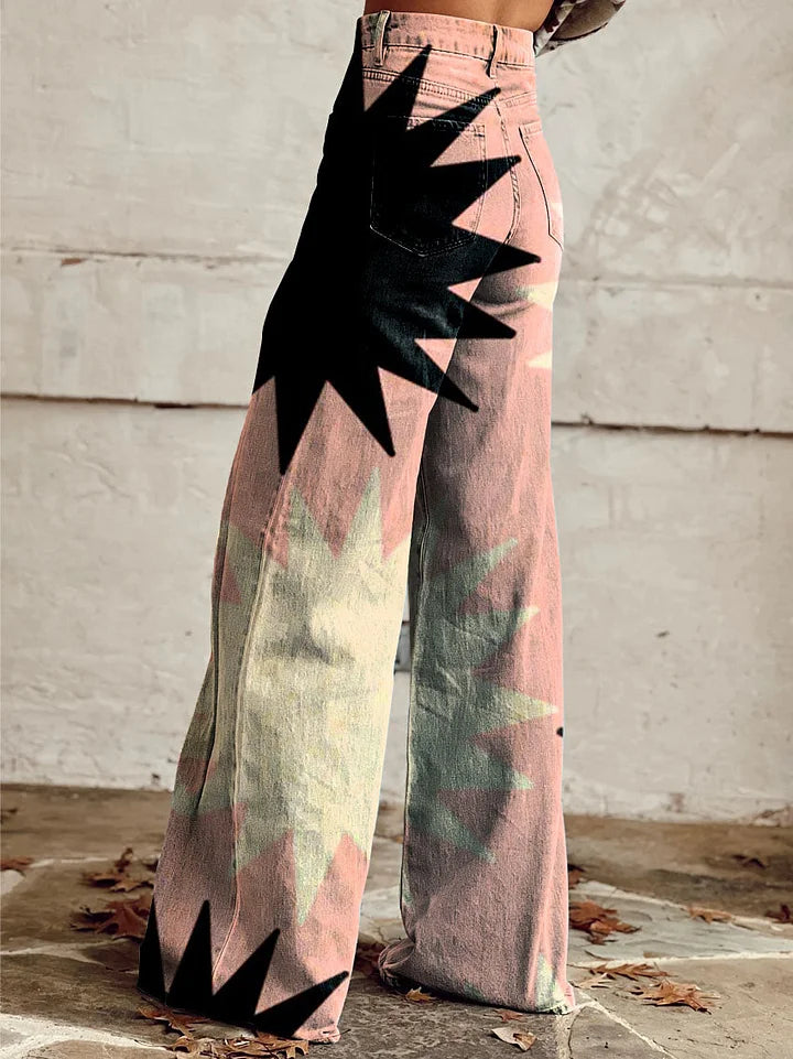 Sienna | Bold Geometric Wide-Leg Jeans