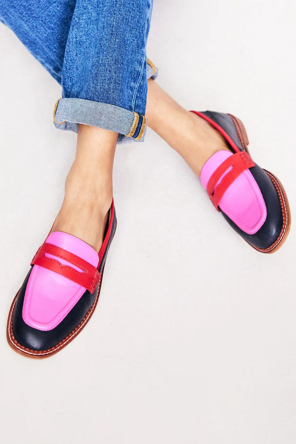 Mila | Bold Colourblock Penny Loafers