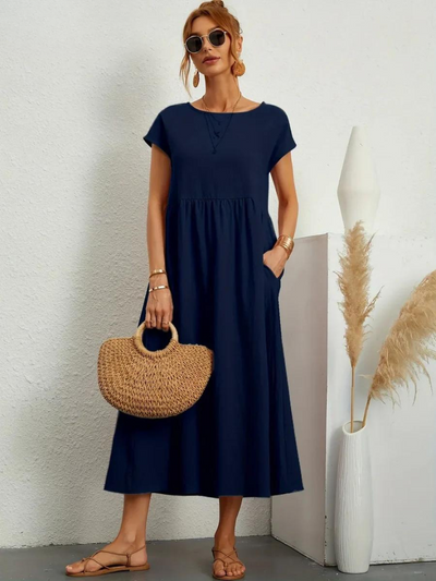Tessa | Casual Navy Dot Summer Dress