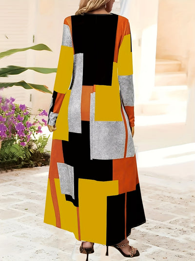 Talia | Colorblock Long Sleeve Maxi Dress