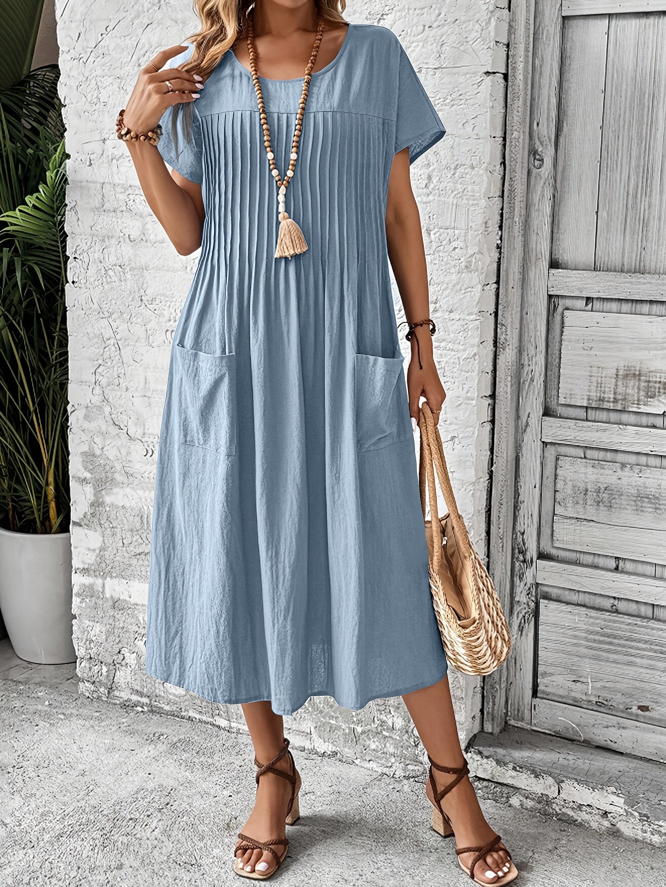 Skylar | Light Blue Batwing Midi Dress