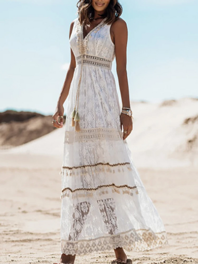 Amara | Boho Lace Desert Maxi Dress