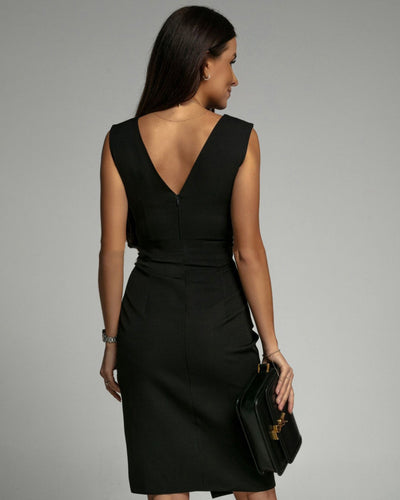 Colette | Pleated Red Elegance Pencil Dress