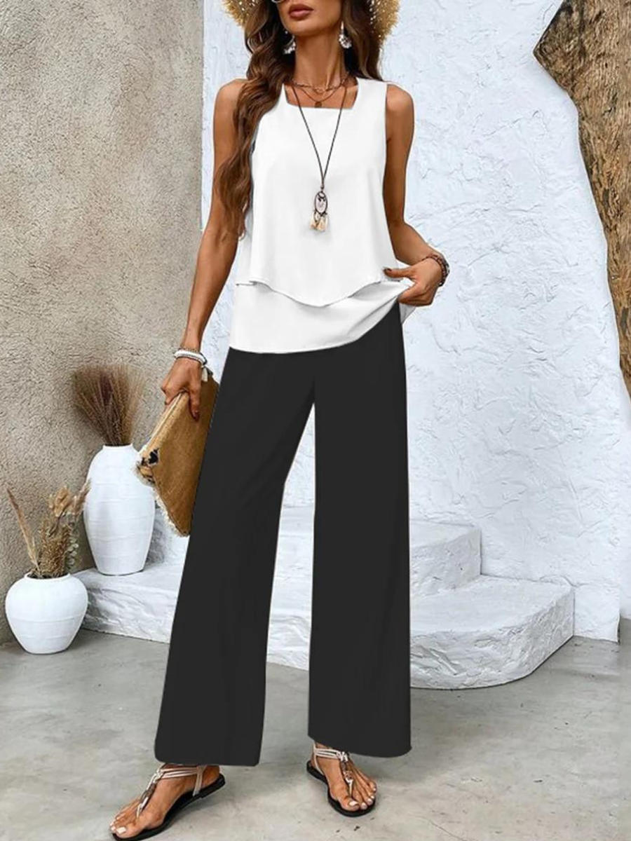 Isabelle | 2-Piece Flowy Tank & Statement Trouser Set