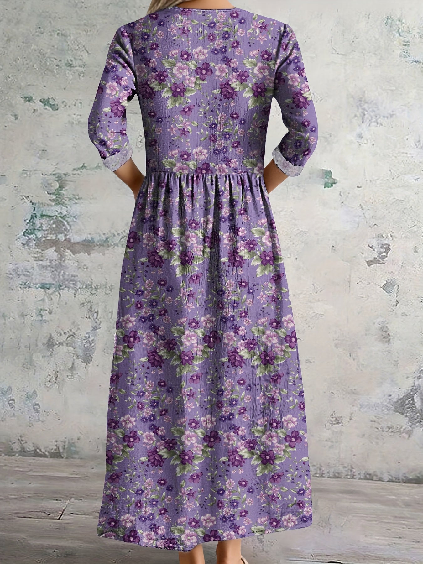 Autumn | Geometric Floral V-Neck Dress