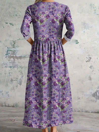 Autumn | Geometric Floral V-Neck Dress