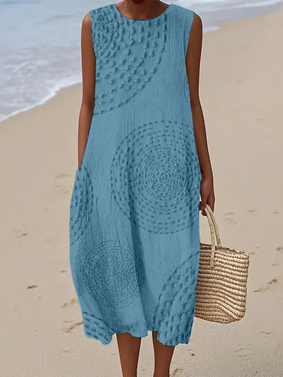 Eliza | Soft Embroidered Sleeveless Midi Dress