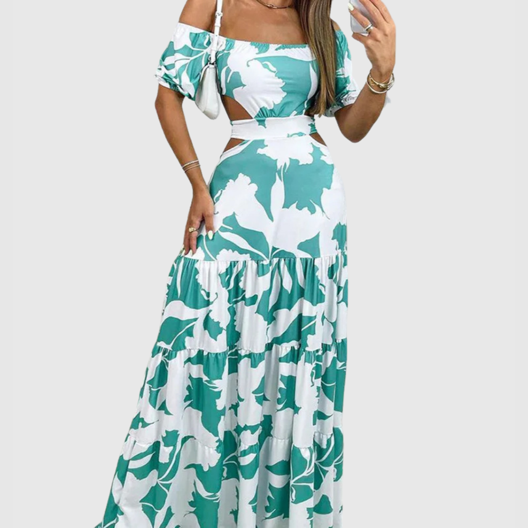 Isla | Off-Shoulder Orange Blossom Maxi Dress
