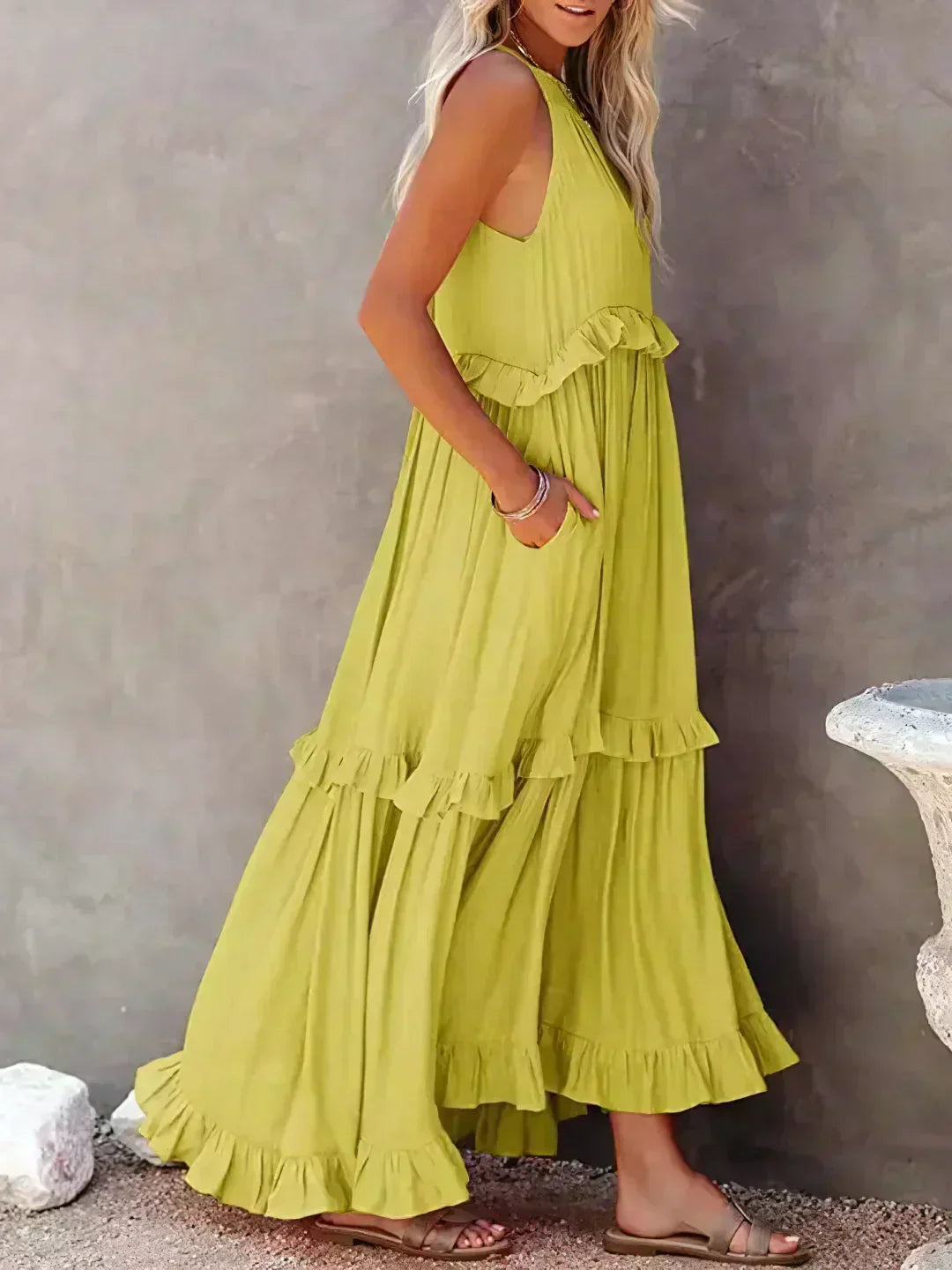 Isla | Boho Ruffle Maxi Dress