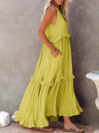 Isla | Boho Ruffle Maxi Dress