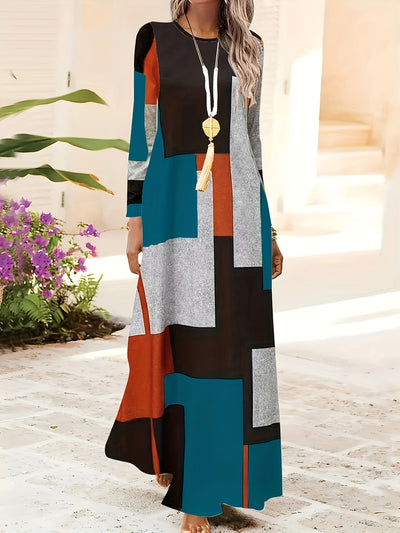 Talia | Colorblock Long Sleeve Maxi Dress