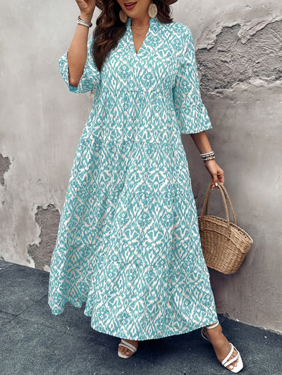 Ariana | Aqua Ikat Maxi Dress