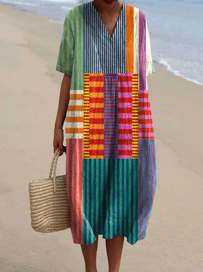 Cleo | Bold Striped Patch Maxi Dress