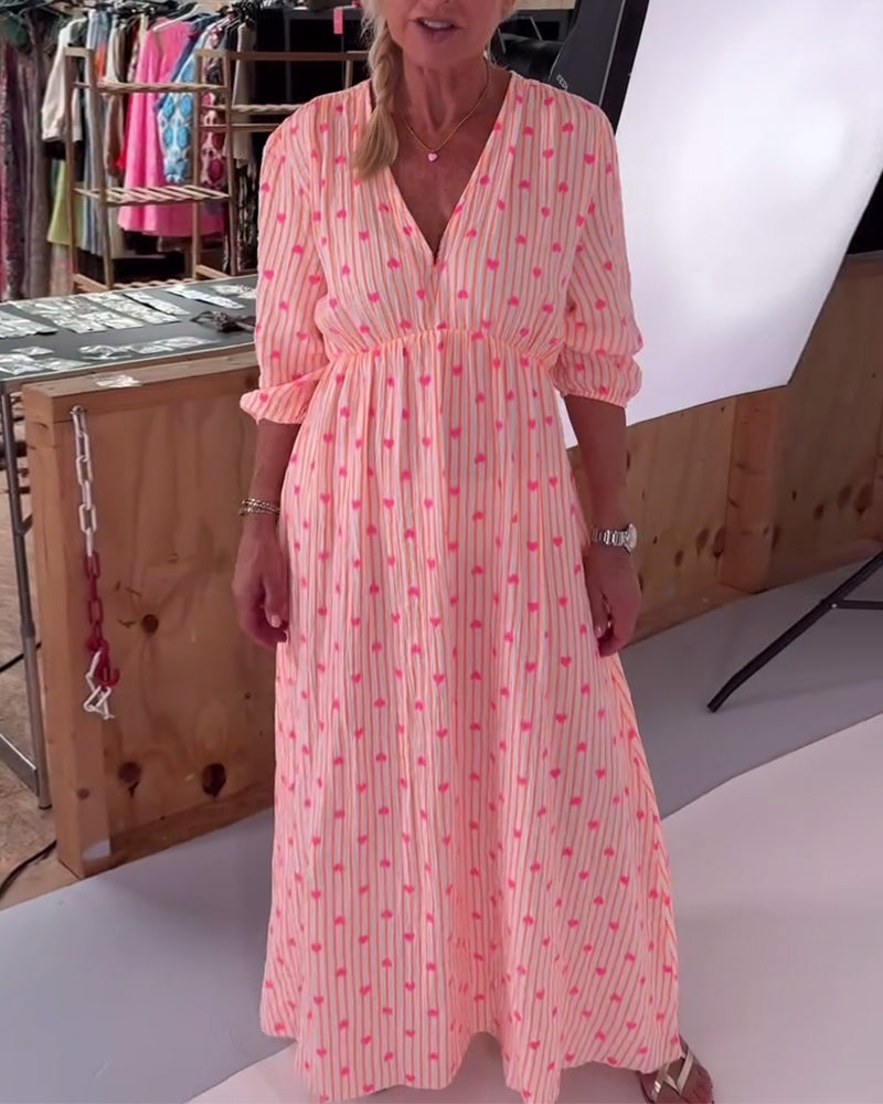 Ava | V-Neck Heart Print Dress