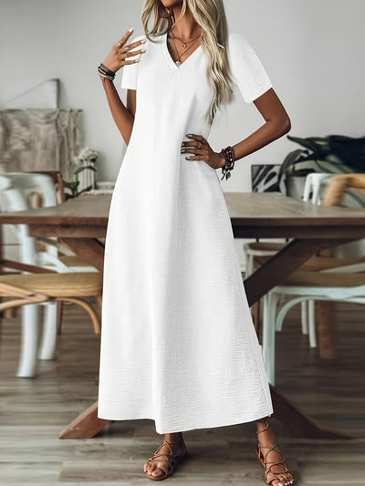 Isabelle | Elegant White Zipper Maxi Dress