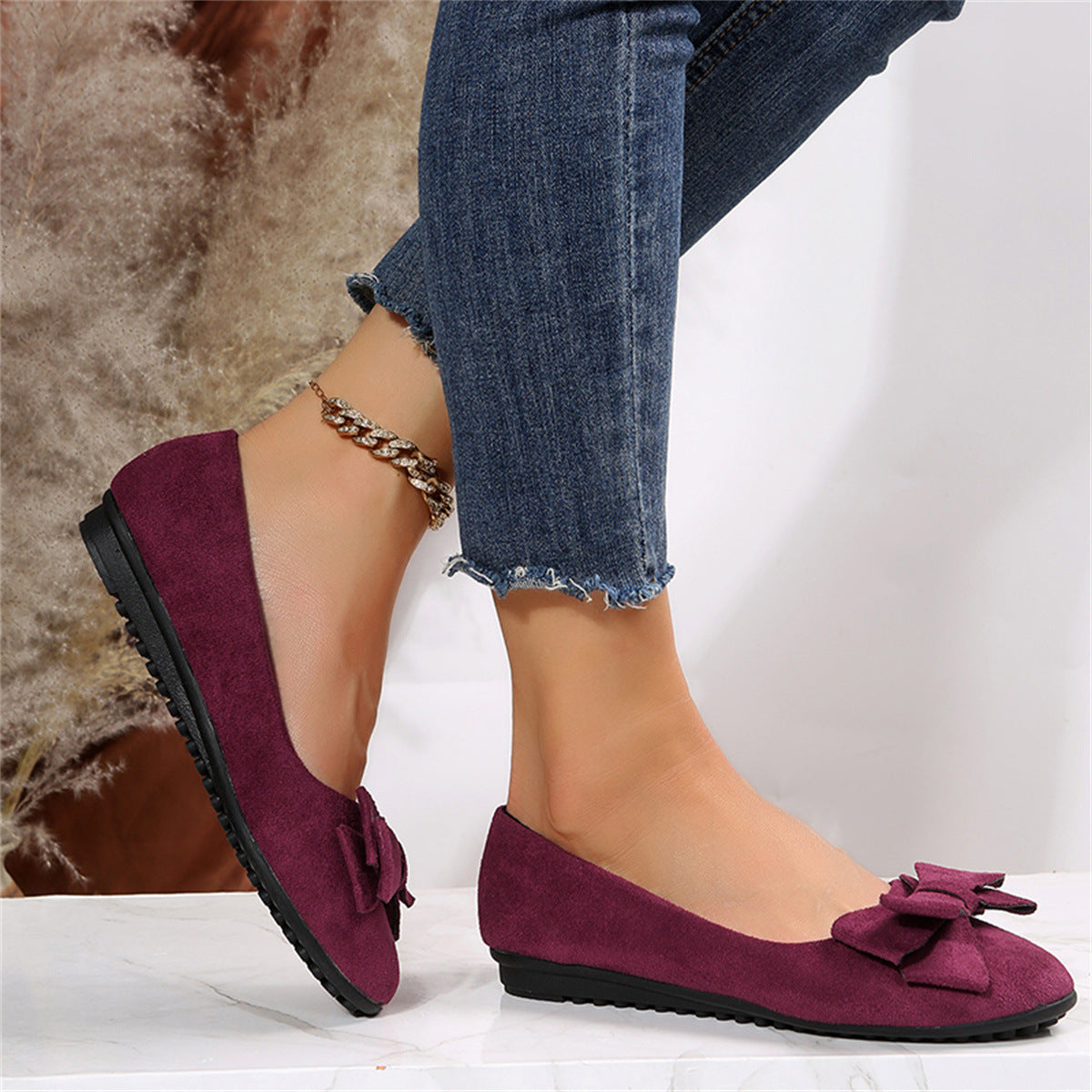 Lena | Soft Bow-Topped Comfort Flats
