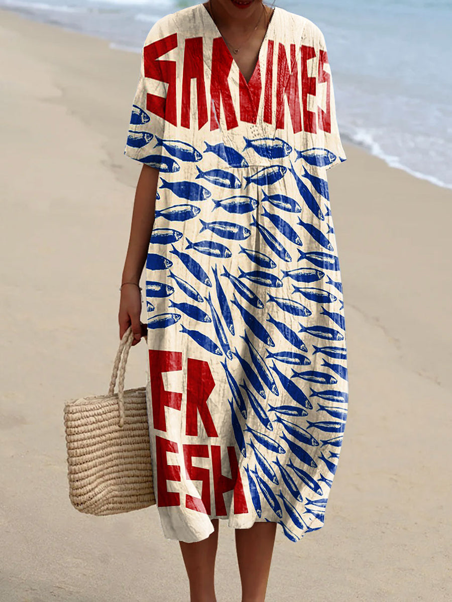 Marnie | Fresh Catch Graphic Print Midi Dress