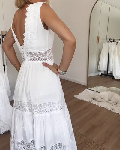 Eliza | Elegant White Lace Midi Dress