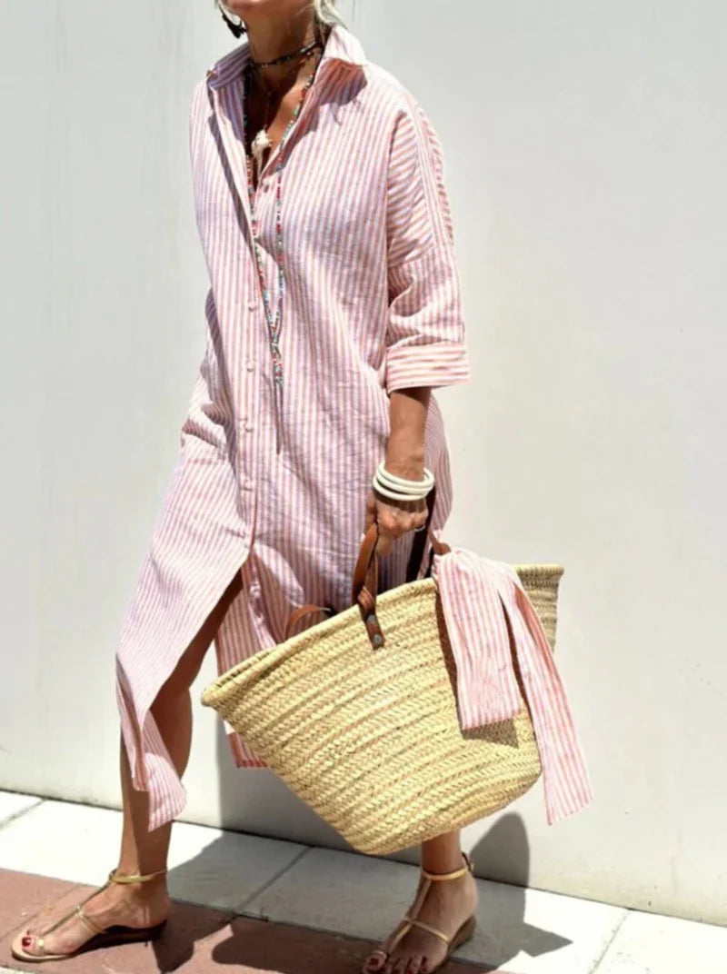 Isla | Relaxed Striped Shirt Dress