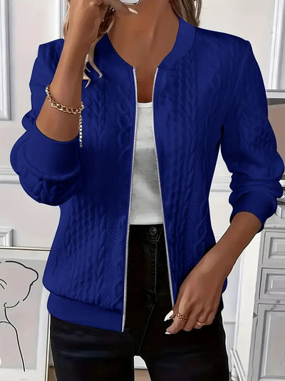 Elvarine | Textured Zip-Up Bomber Jacket