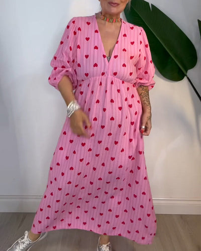 Ava | V-Neck Heart Print Dress