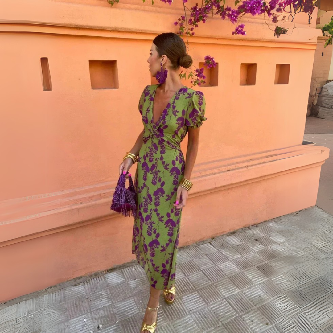Violet | Vintage-Inspired Floral Midi Dress