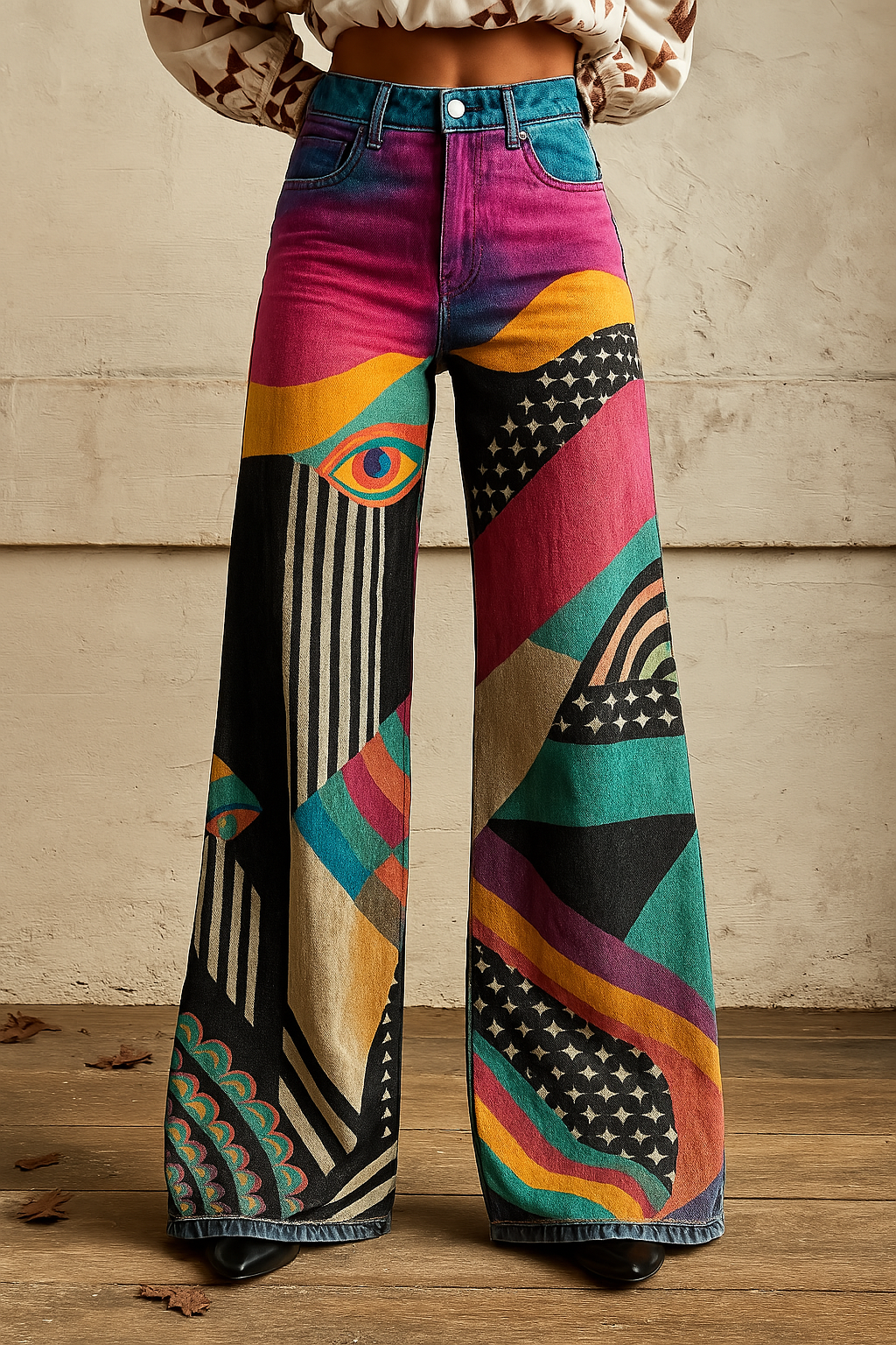 Naomi | Retro Gaze Wide-Leg Statement Jeans