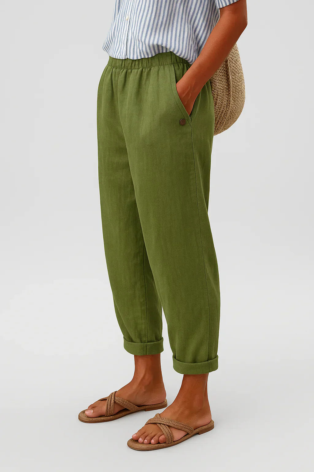 Amelia | Relaxed White Linen Trousers