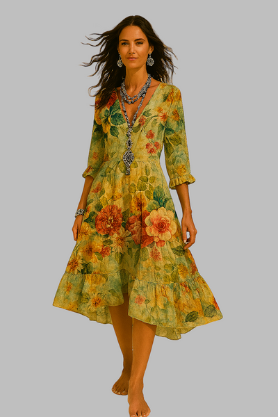 Marina | Boho Print Long Dress