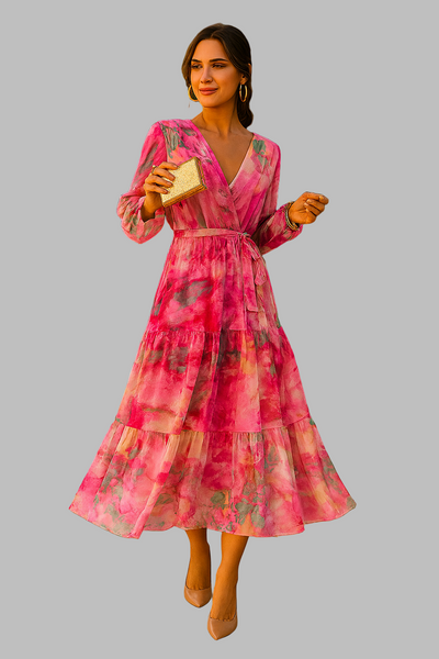 Evelyn | Watercolor Print Maxi Dress