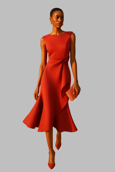 Juliette | Draped Asymmetrical Midi Dress