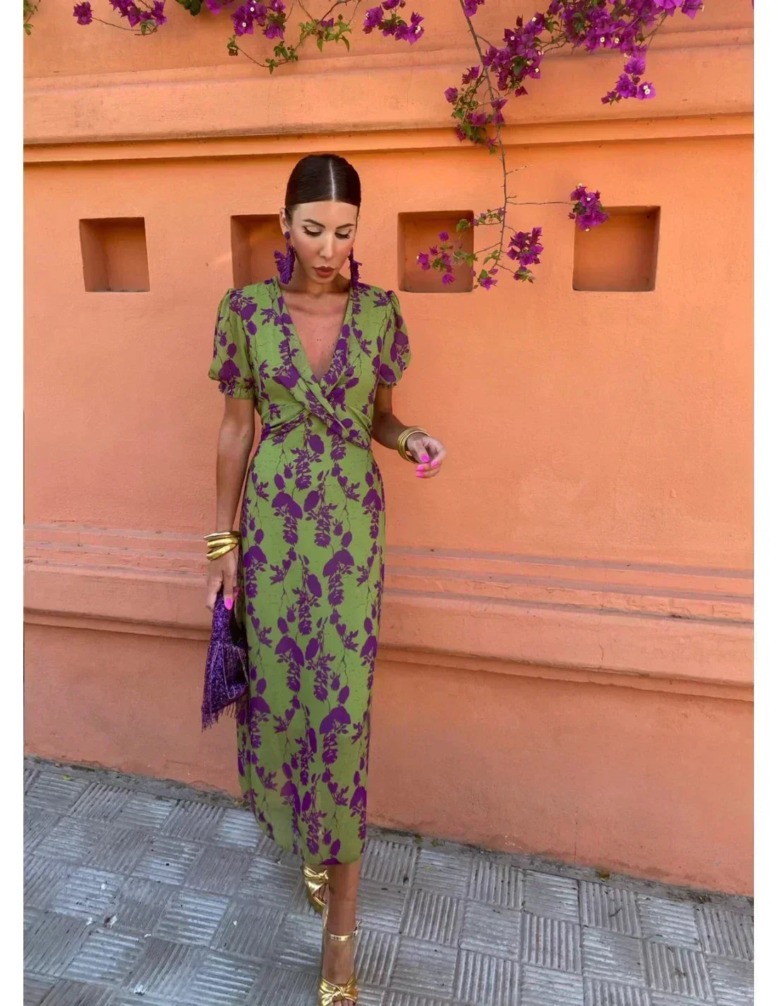 Violet Mae | Twist Front Floral Midi Dress