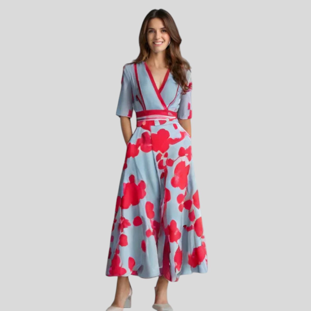 Jasmine | Elegant Flower Pattern Maxi Dress