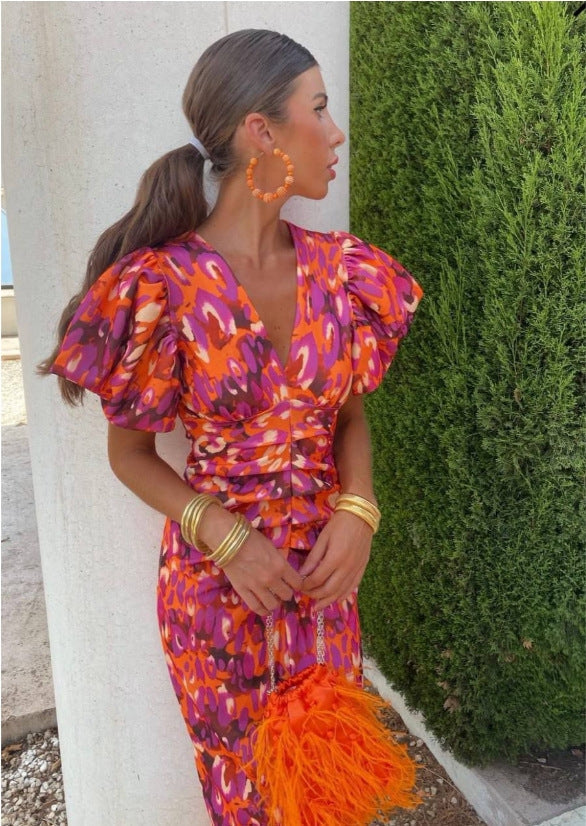 Lily-Anne | Bold Ruched Print Statement Dress
