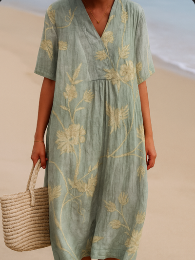 Nora | Sage Garden Embroidered Midi Dress
