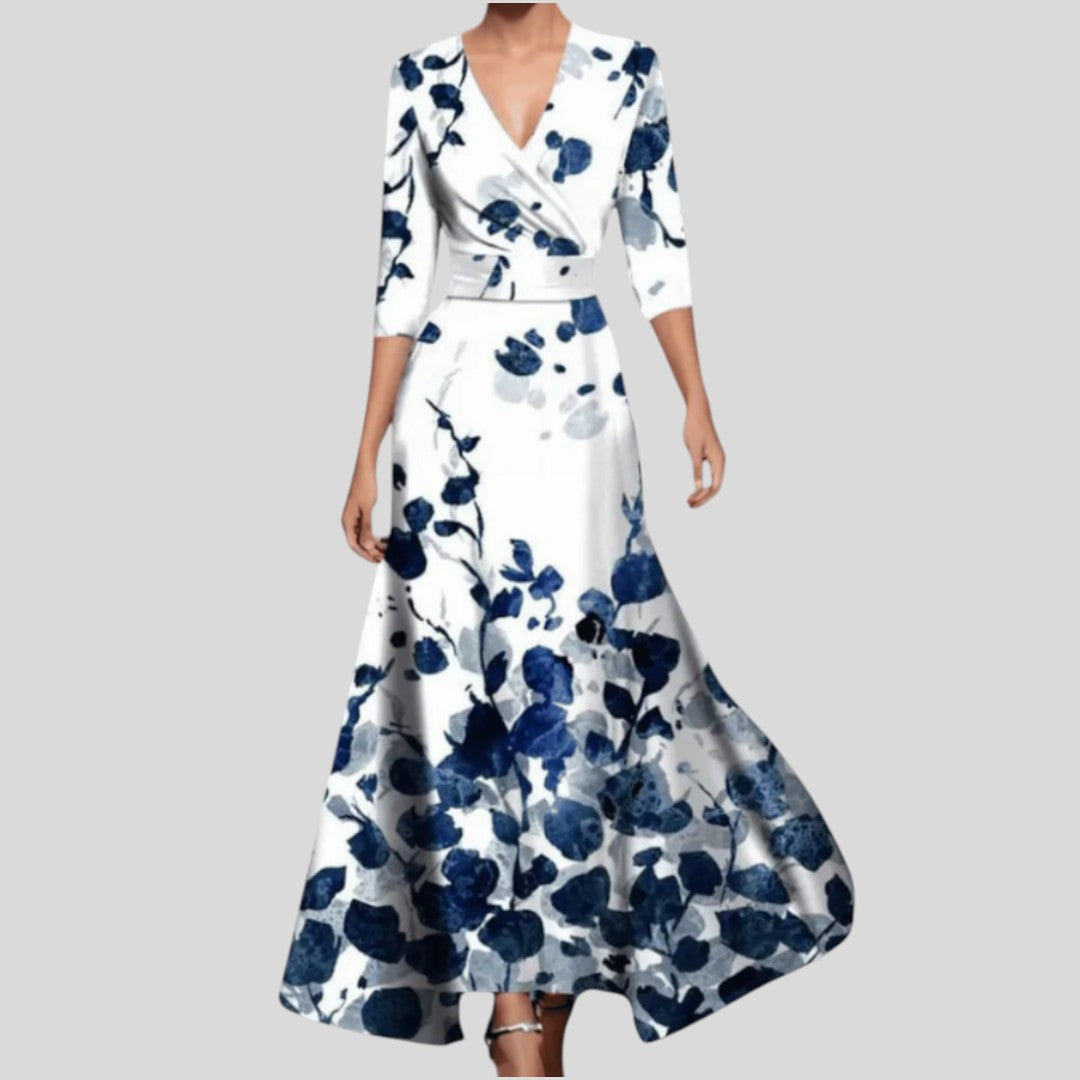 Zoe | Classic Floral V-Neck Maxi Dress