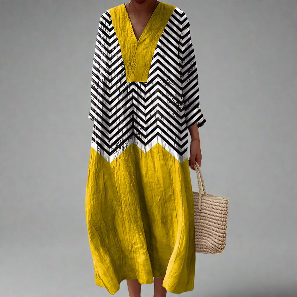 Clara | Chevron Contrast Maxi Dress