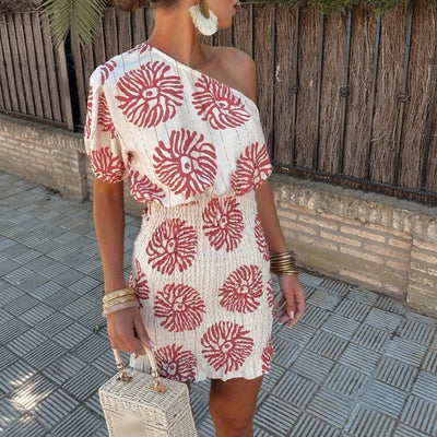 Romy | One-Shoulder Boho Smocked Mini Dress