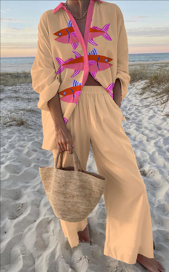 Charlotte | Pink Fish Loungewear Set