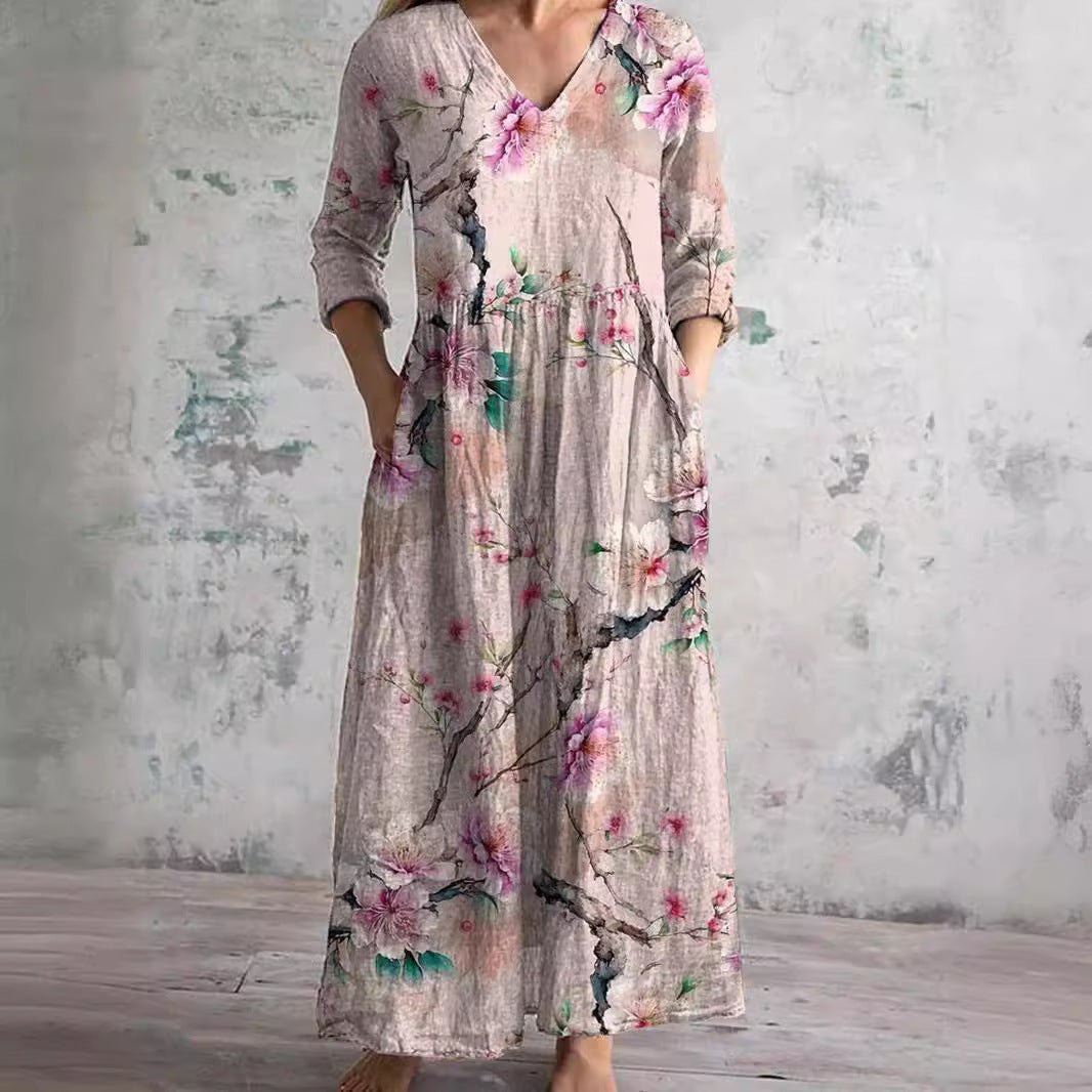 Dearyn | Floral V-Neck Summer Dress