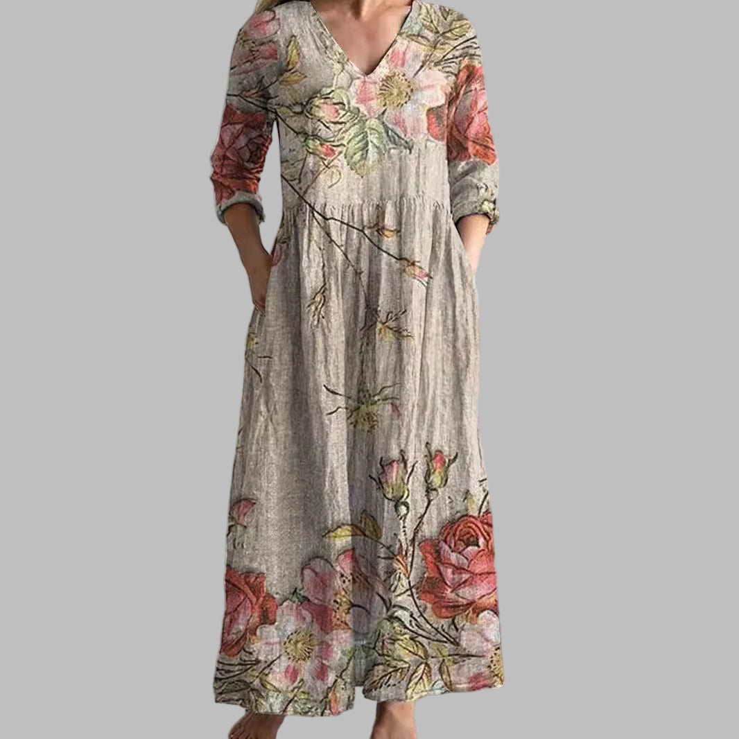 Dearyn | Floral V-Neck Summer Dress