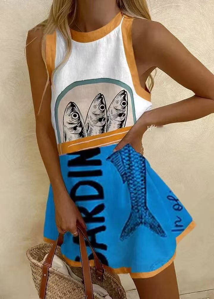 Ana | Blue Sardine Mini Dress