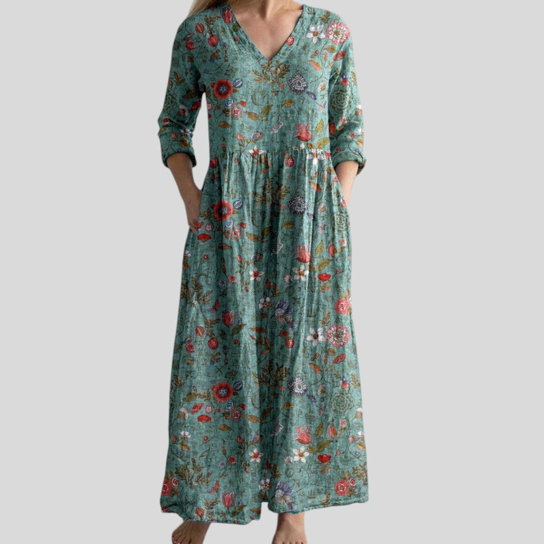 Ivory | Floral Whimsy Boho Maxi Dress