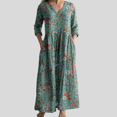 Ivory | Floral Whimsy Boho Maxi Dress