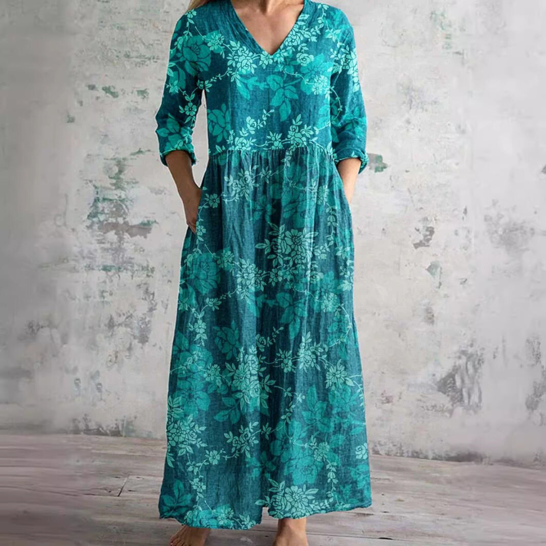 Dearyn | Floral V-Neck Summer Dress