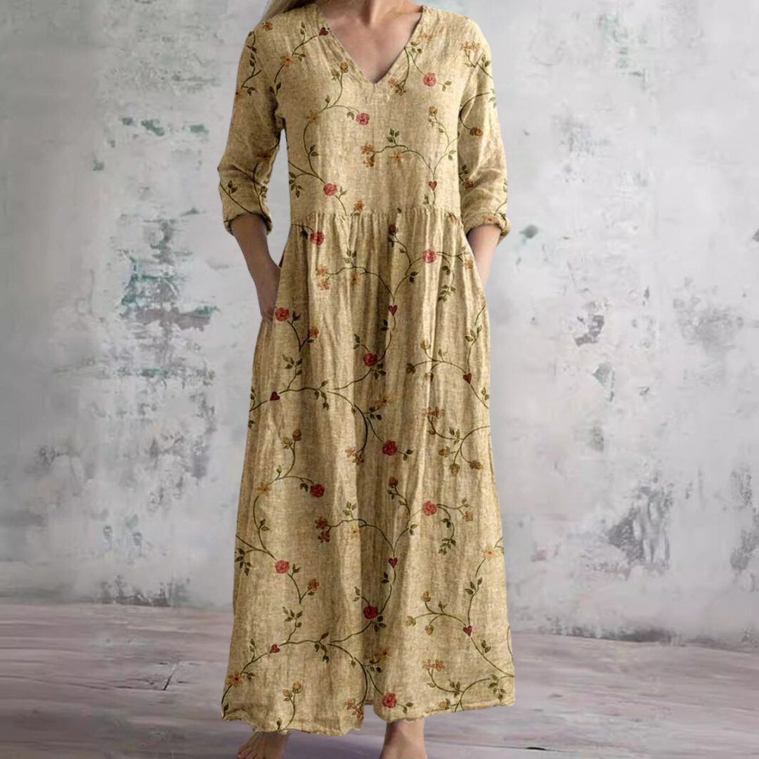 Dearyn | Floral V-Neck Summer Dress