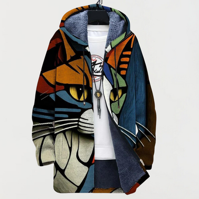 Lunaria | Abstract Art Cat Face Hoodie