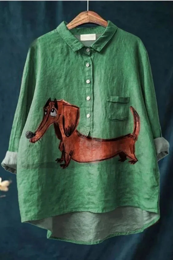 Nora | Playful Dachshund Linen Shirt